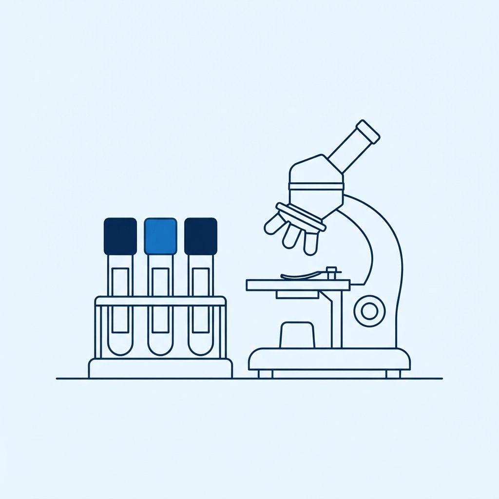 Ilustração científica do procedimento — Exames laboratoriais