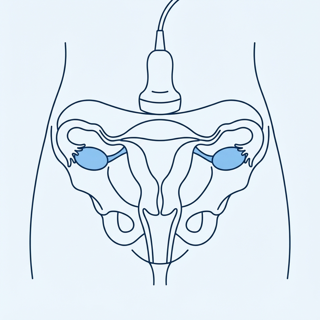 Ilustração científica do procedimento — Ultrassom da mulher
